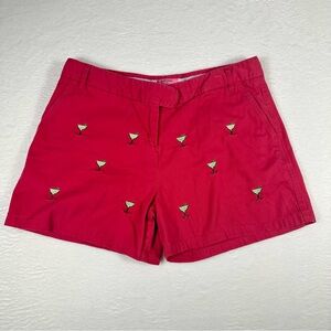 Castaway Red Women's Shorts with Mrtini Embroidery